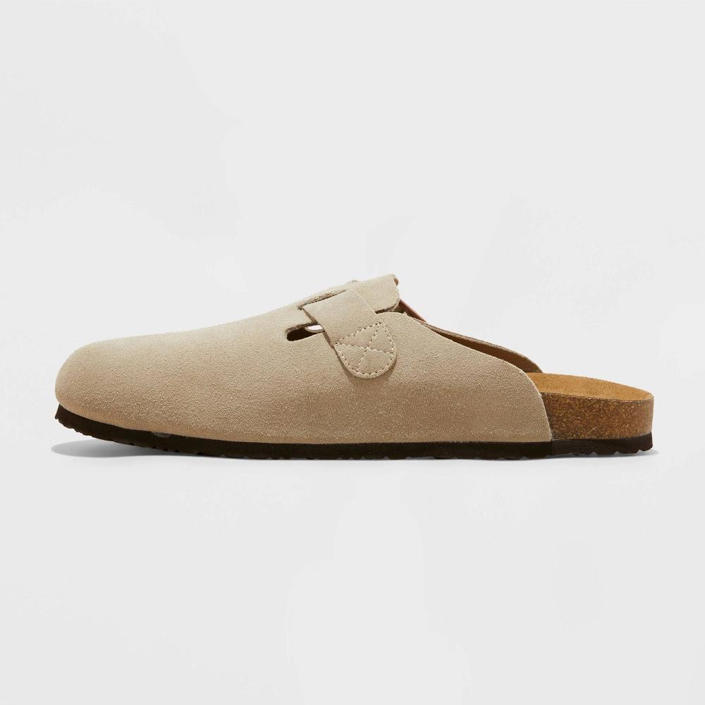 Men's Arthur Suede Clogs - Goodfellow & Co™ Taupe 11: Cushioned Footbed, Buckle Closure Product Image