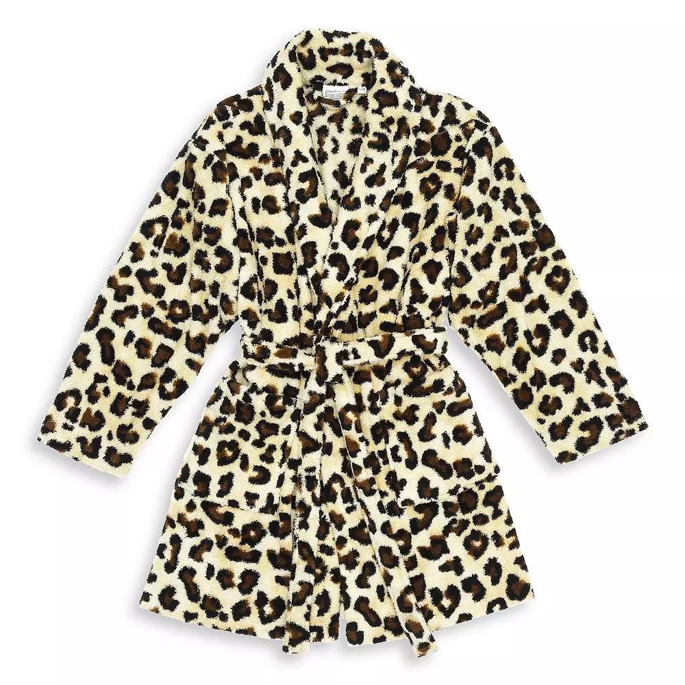 Linum Home Textiles L/XL Women's Bathrobe Leopard : Microfiber, Machine Washable, Non-Slip Backing Product Image