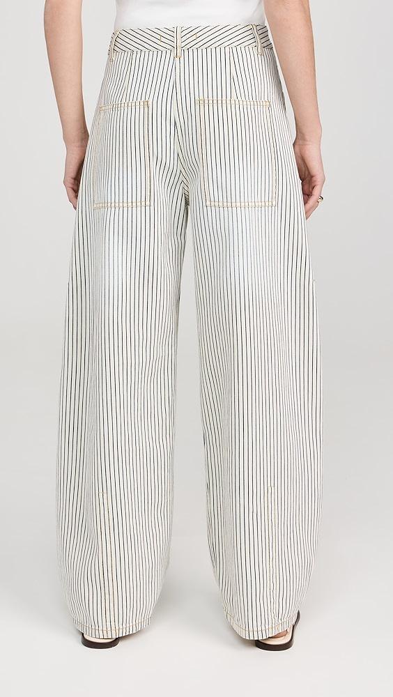 Tibi Stone Washed Striped Denim Sid Jeans | Shopbop Product Image