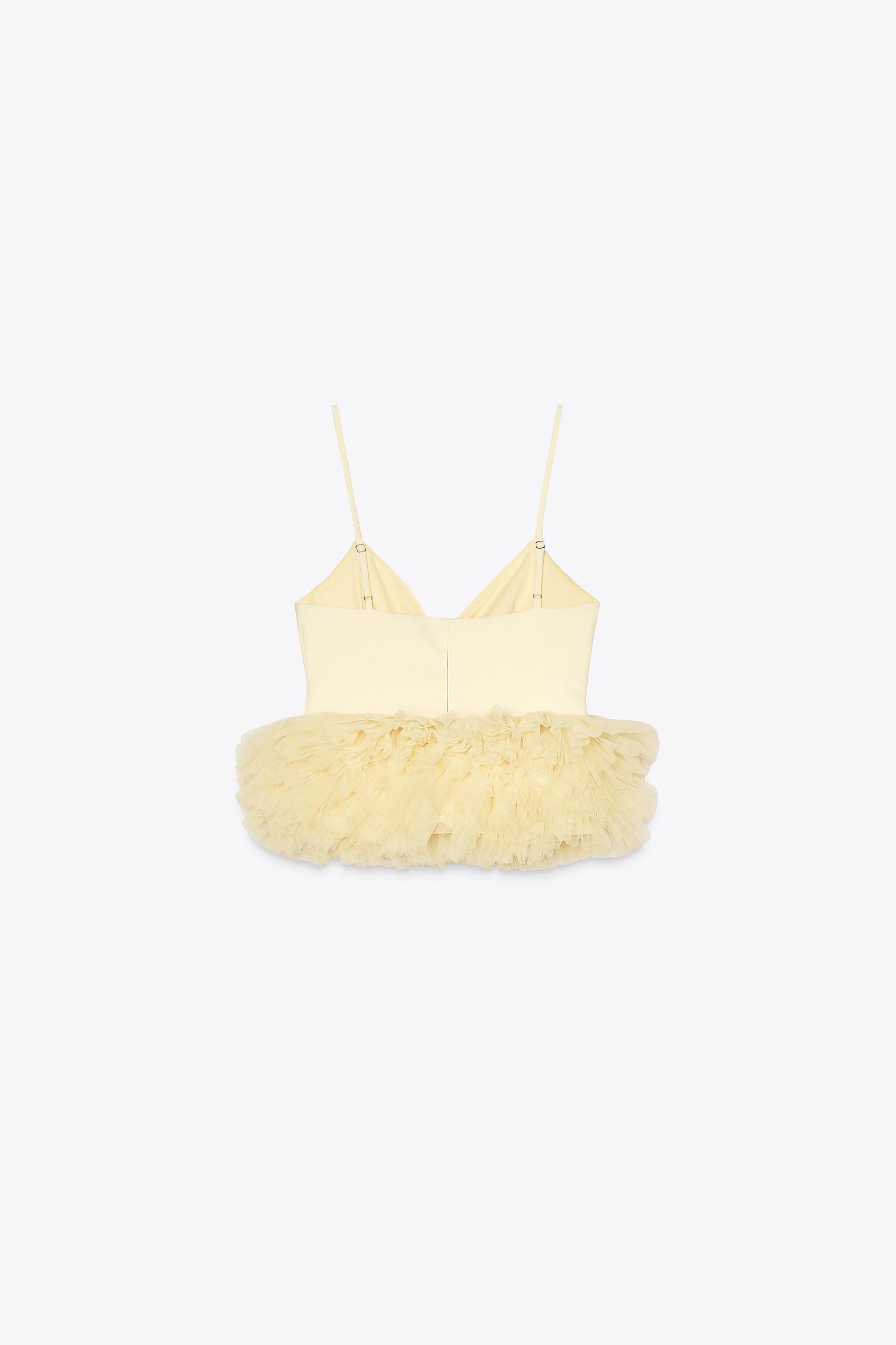 STRETCH TULLE VOLUMINOUS HEM TOP Product Image