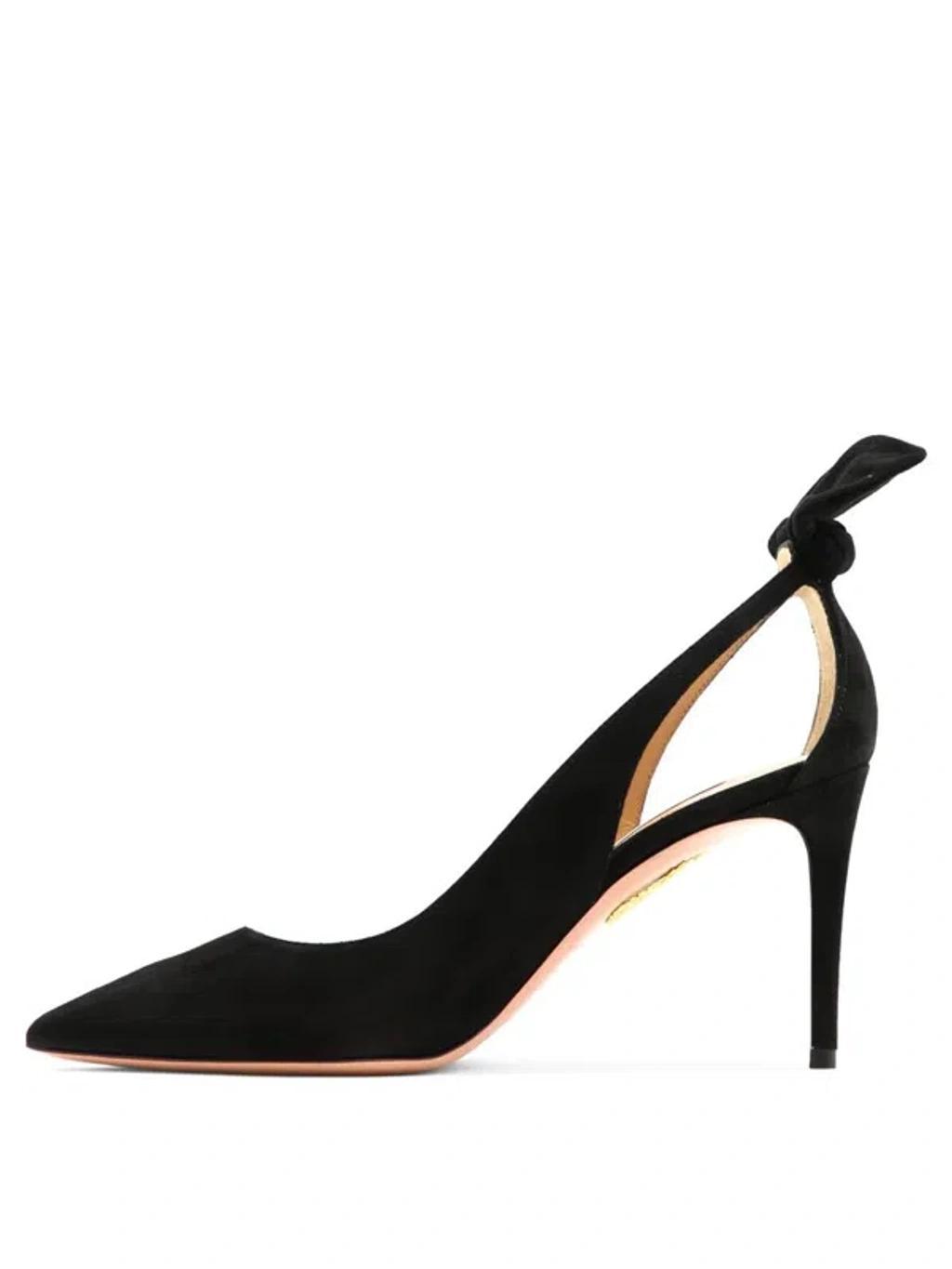 AQUAZZURA Bow Tie 85 Suede Pumps In Black Product Image