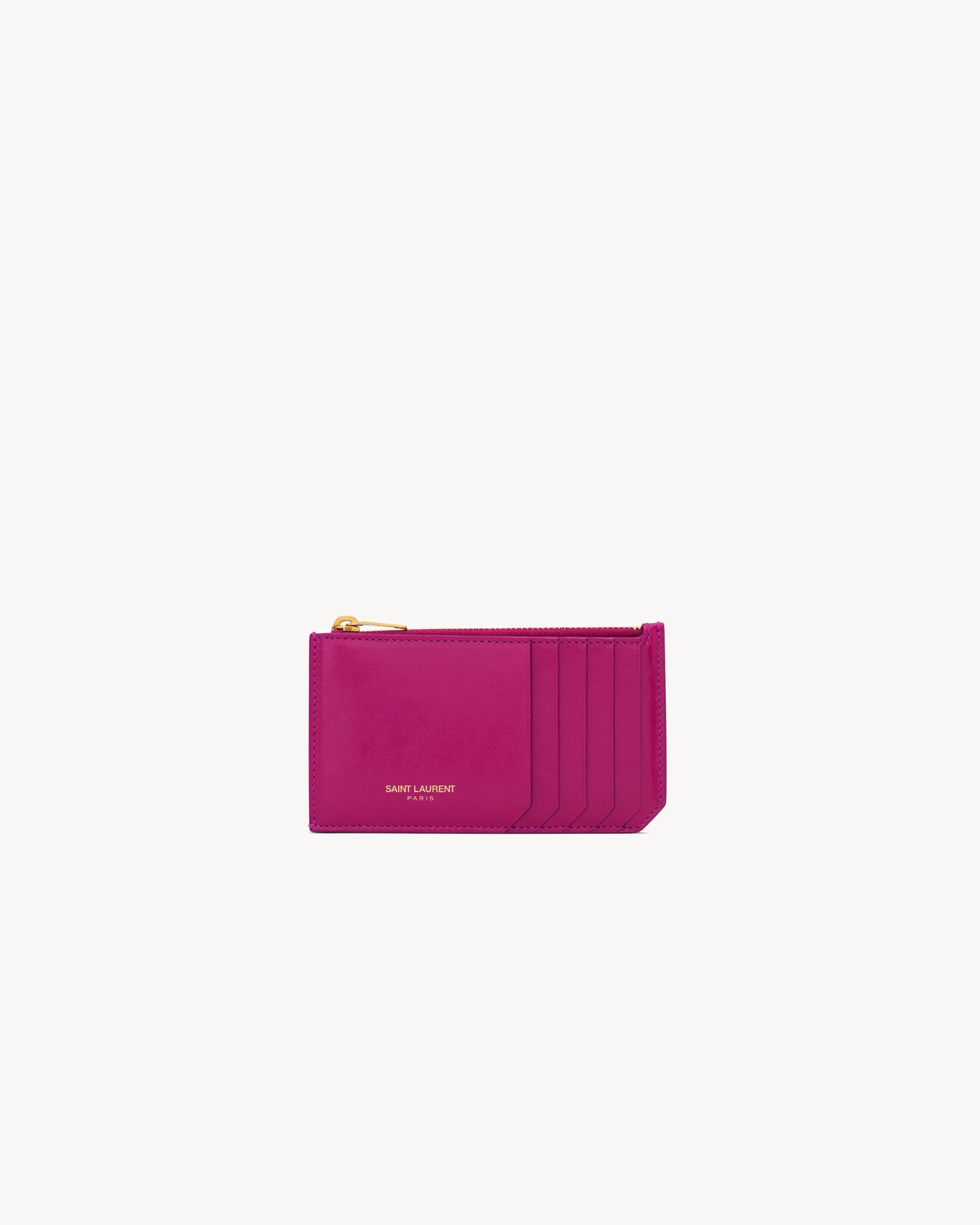 SAINT LAURENT PARIS FRAGMENTS card case in shiny leather Product Image