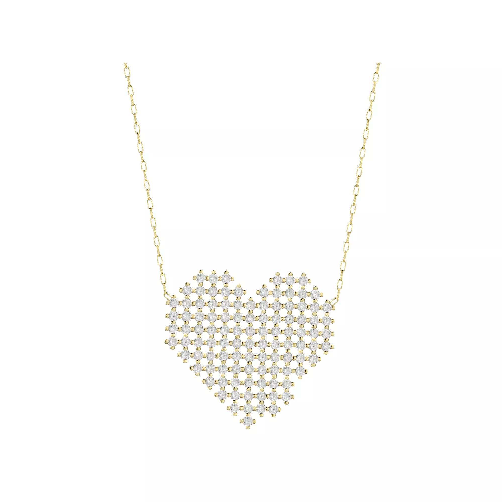 Sunkissed Sterling Cubic Zirconia Pixel Heart Necklace, Women's, Size: 18", Gold Tone Product Image