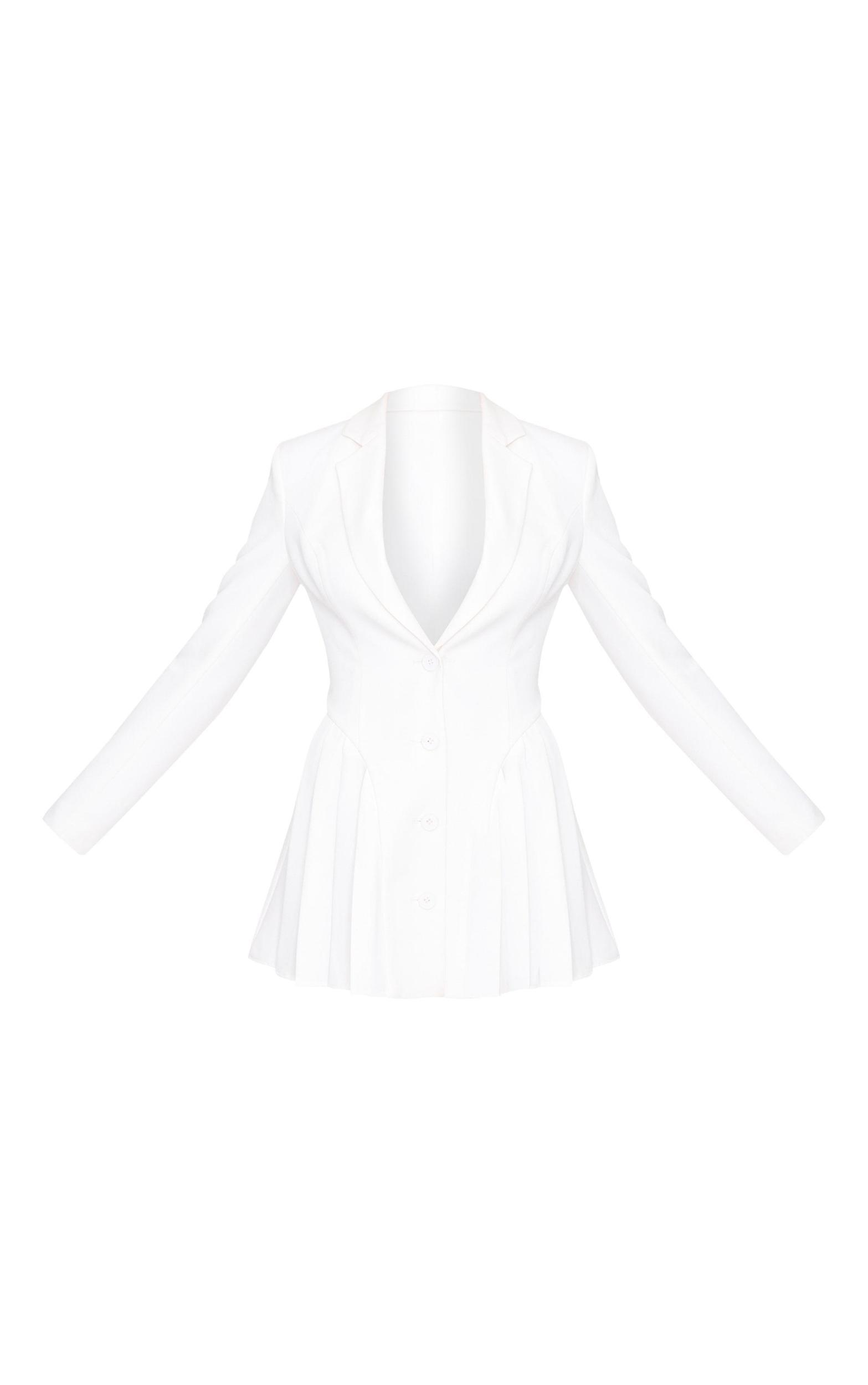 White Pleated Blazer Mini Dress Product Image