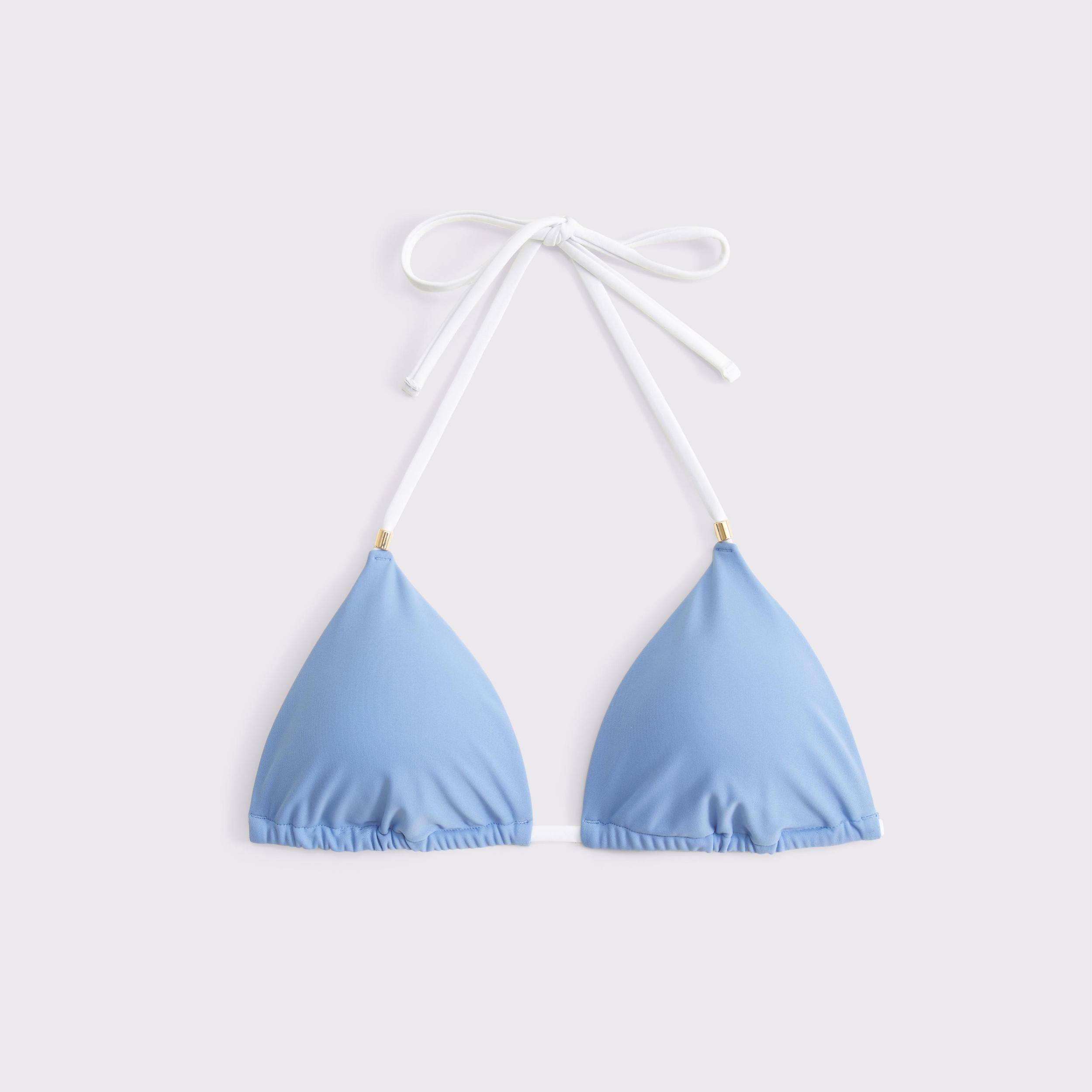 Beaded Halter String Triangle Bikini Top Product Image