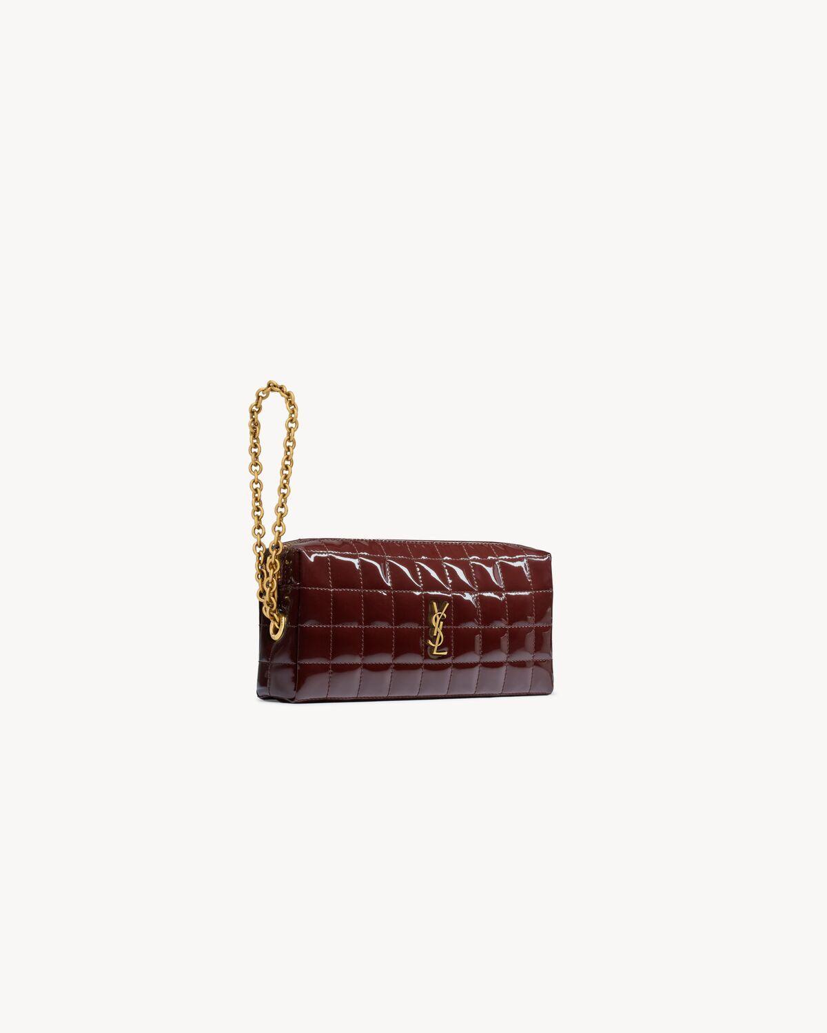 CASSANDRE MATELASSÉ CARRÉ pouch on chain in shiny canvas | Saint Laurent | YSL.com Product Image