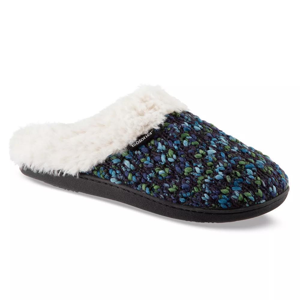 isotoner Amanda Chunky Sweater Knit Hoodback Women's Slippers, Size: Medium, Navy Blue Product Image