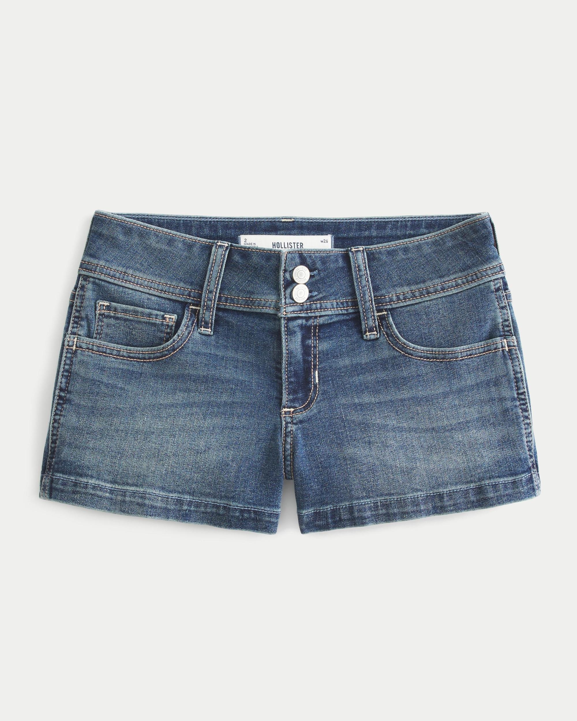Washed Black Denim Shortie Shorts Product Image