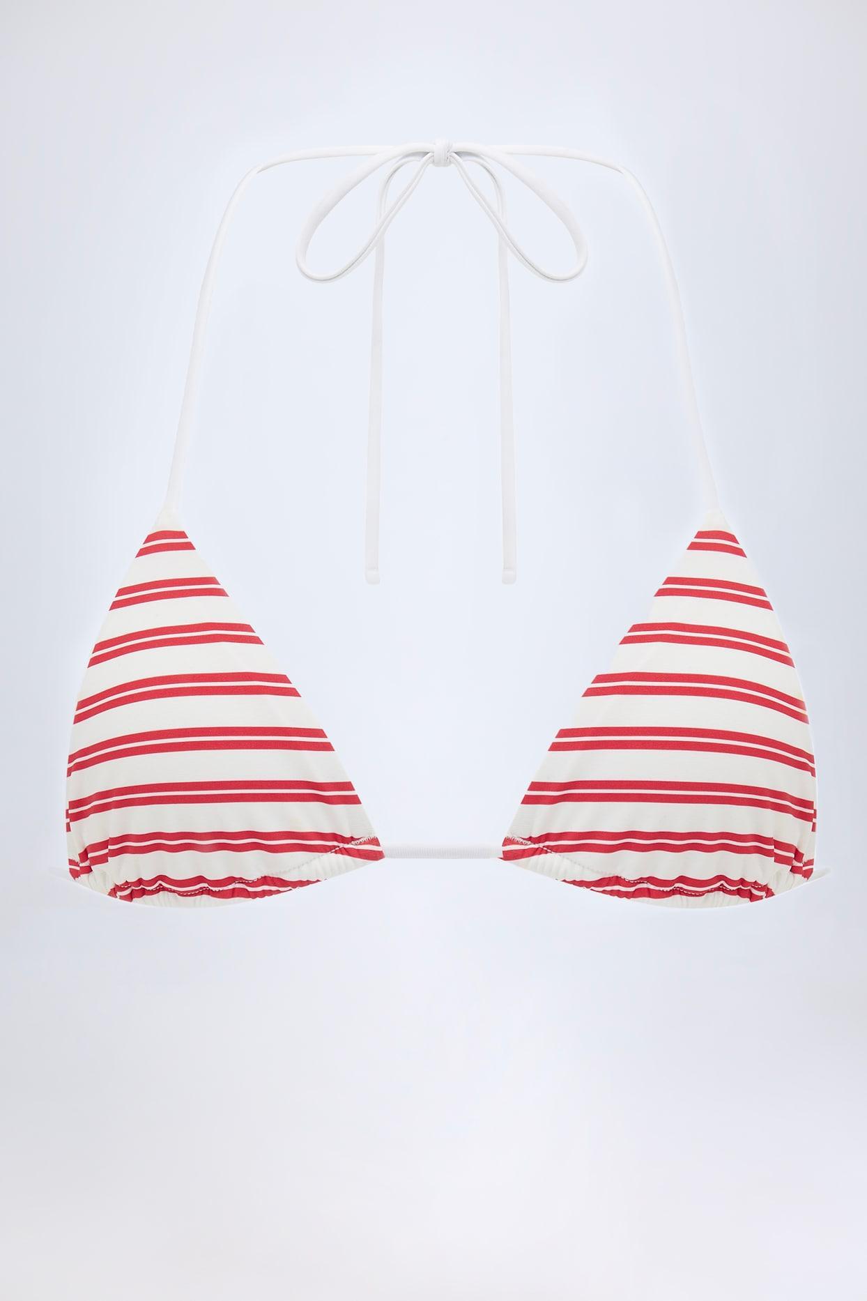 Triangle Bikini Top in Cherry Red Double Stripe Product Image