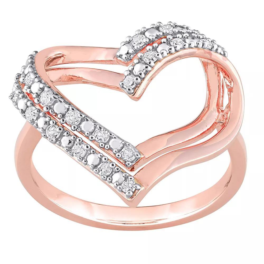 Stella Grace Sterling Silver 1/5 Carat T.W. Diamond Heart Ring, Women's, Pink Tone Product Image