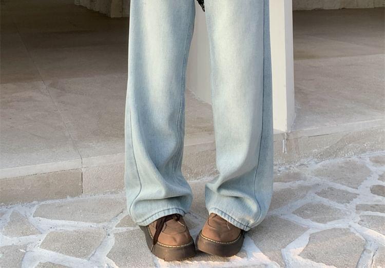 High Waist Washed Wide Leg Jeans Product Image