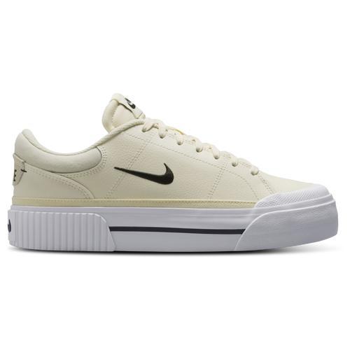 Nike Womens Court Legacy Lift LE Casual Shoes in Pale Ivory/Black/Muslin Product Image