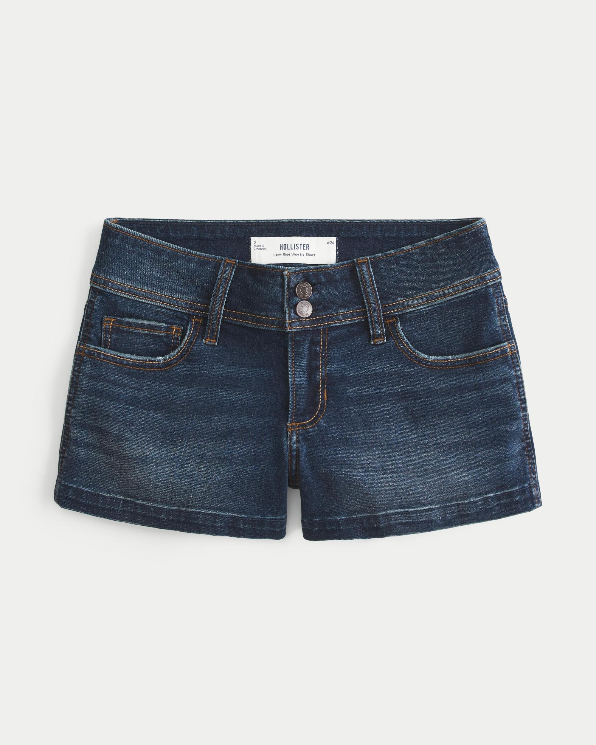 Washed Black Denim Shortie Shorts Product Image