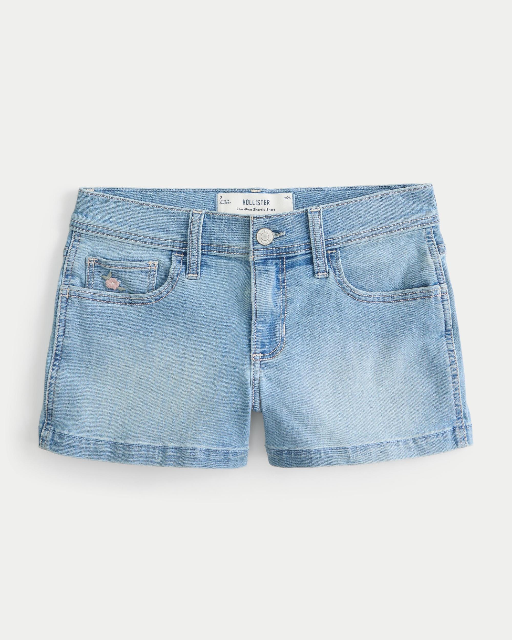Washed Black Denim Shortie Shorts Product Image