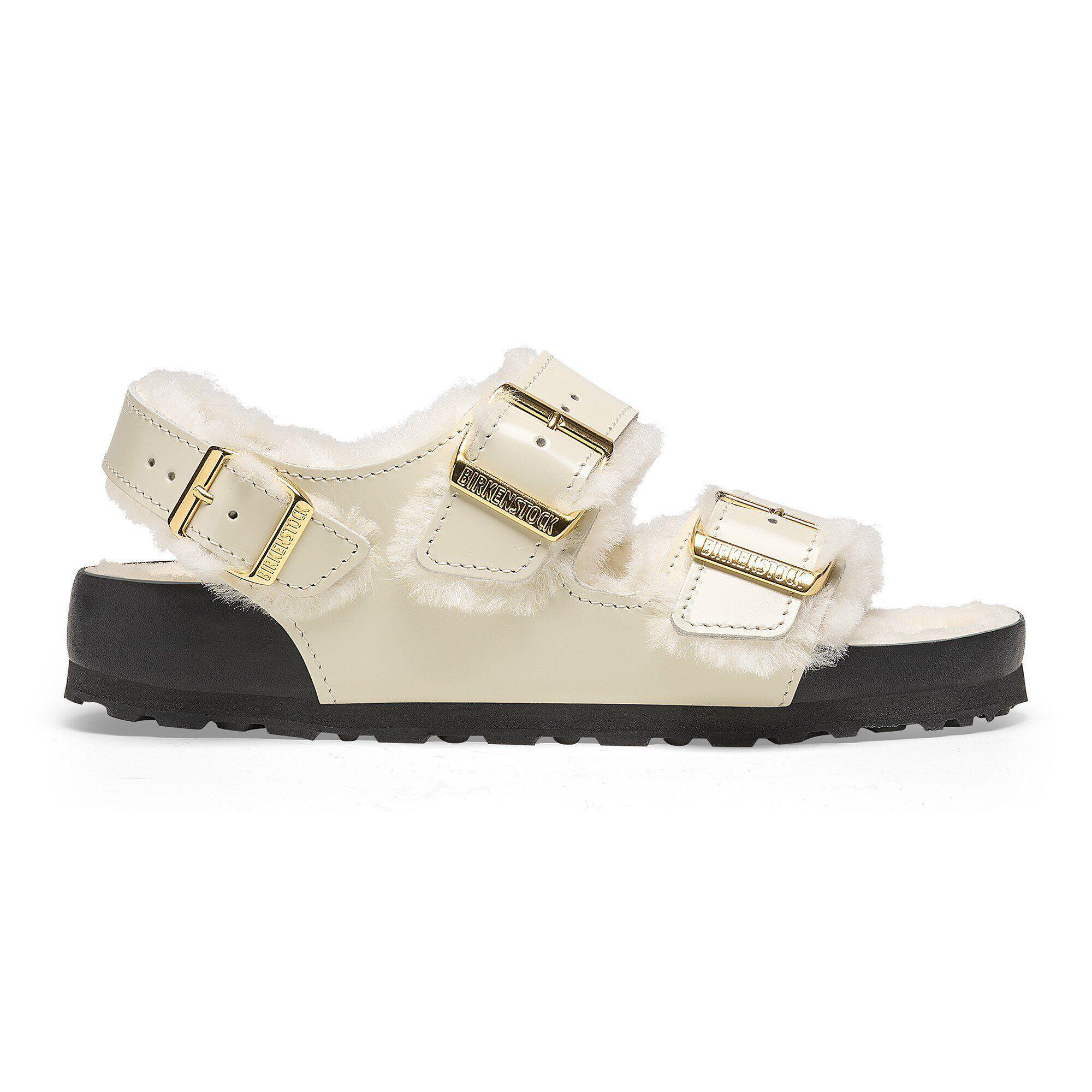 Milano Shearling Natural Leather-Shearling High Shine Ecru Product Image