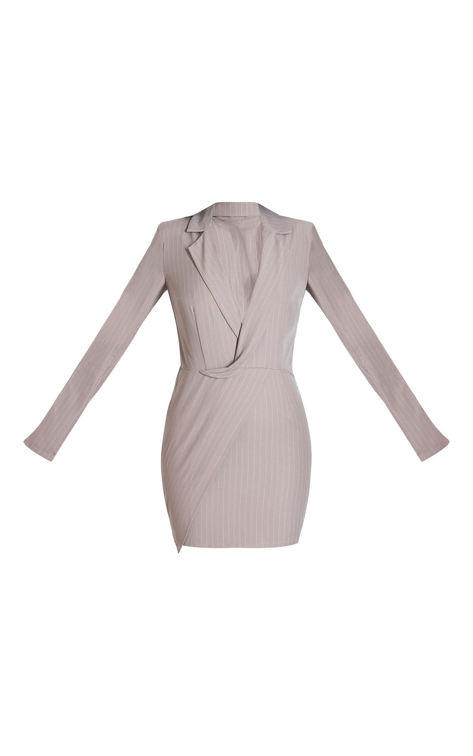 Tall Stone Pinstripe Plunge Blazer Dress Product Image