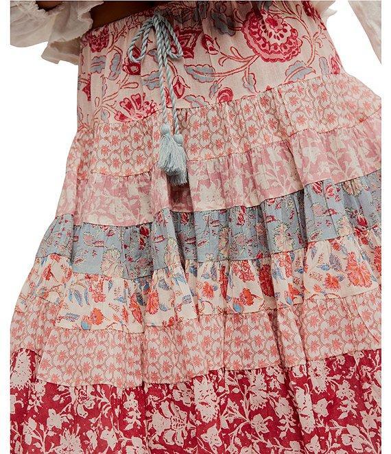 Free People Many Layers Mixed Floral Print Low Rise Tiered Skirt Product Image