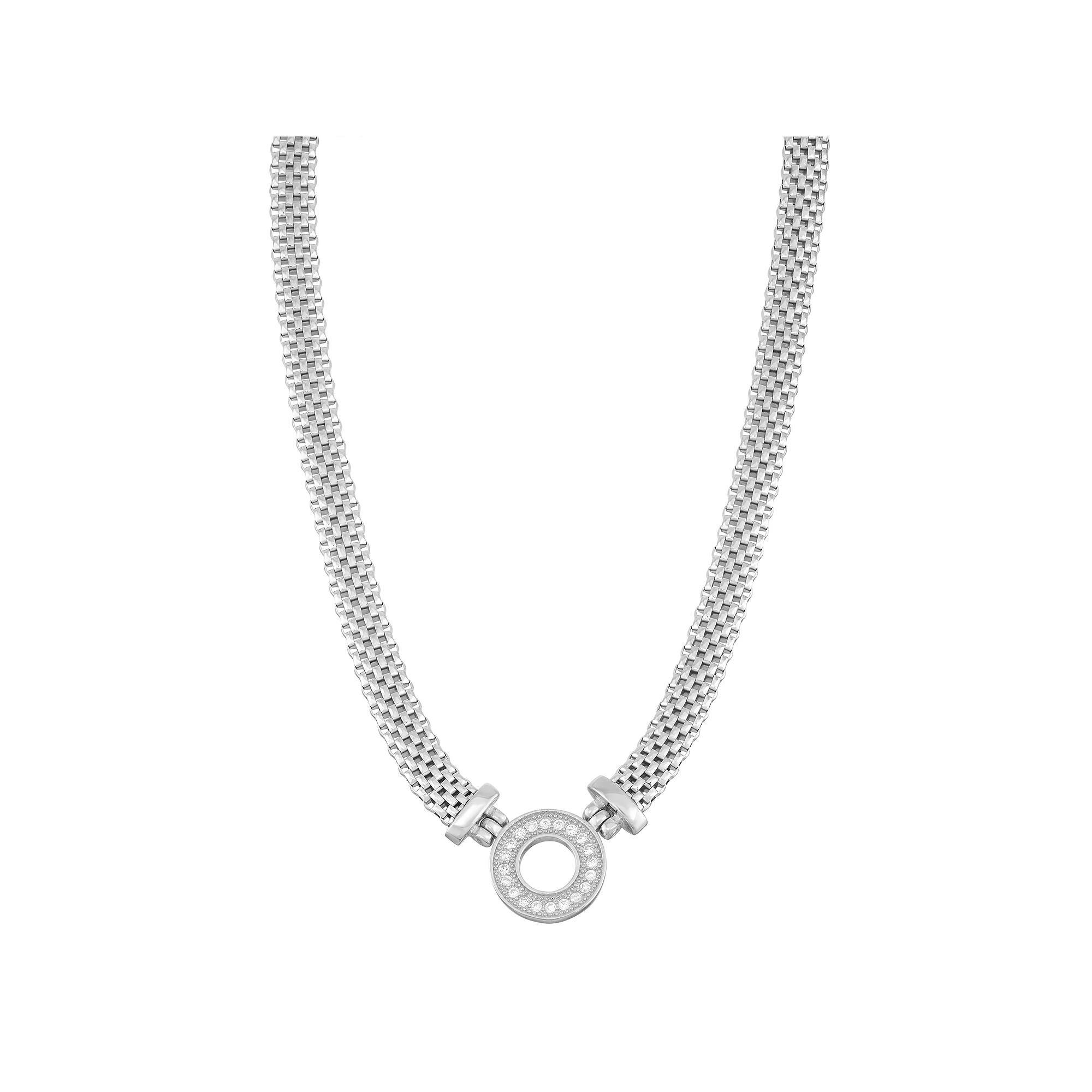 Cubic Zirconia Sterling Silver Mesh Necklace, Women's, Size: 16", White Product Image