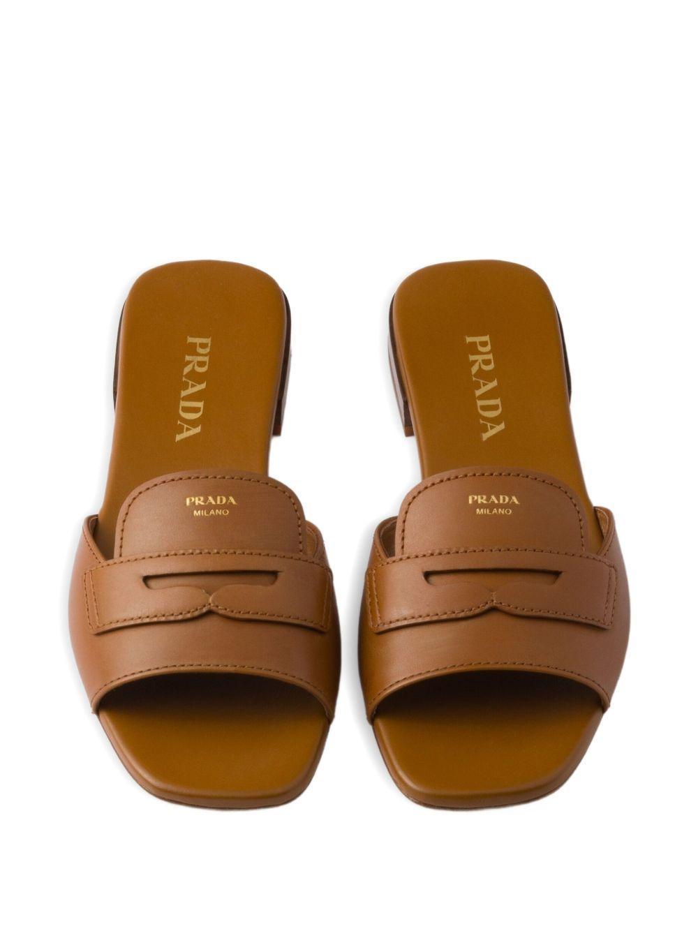 triangle-logo leather sandals Product Image
