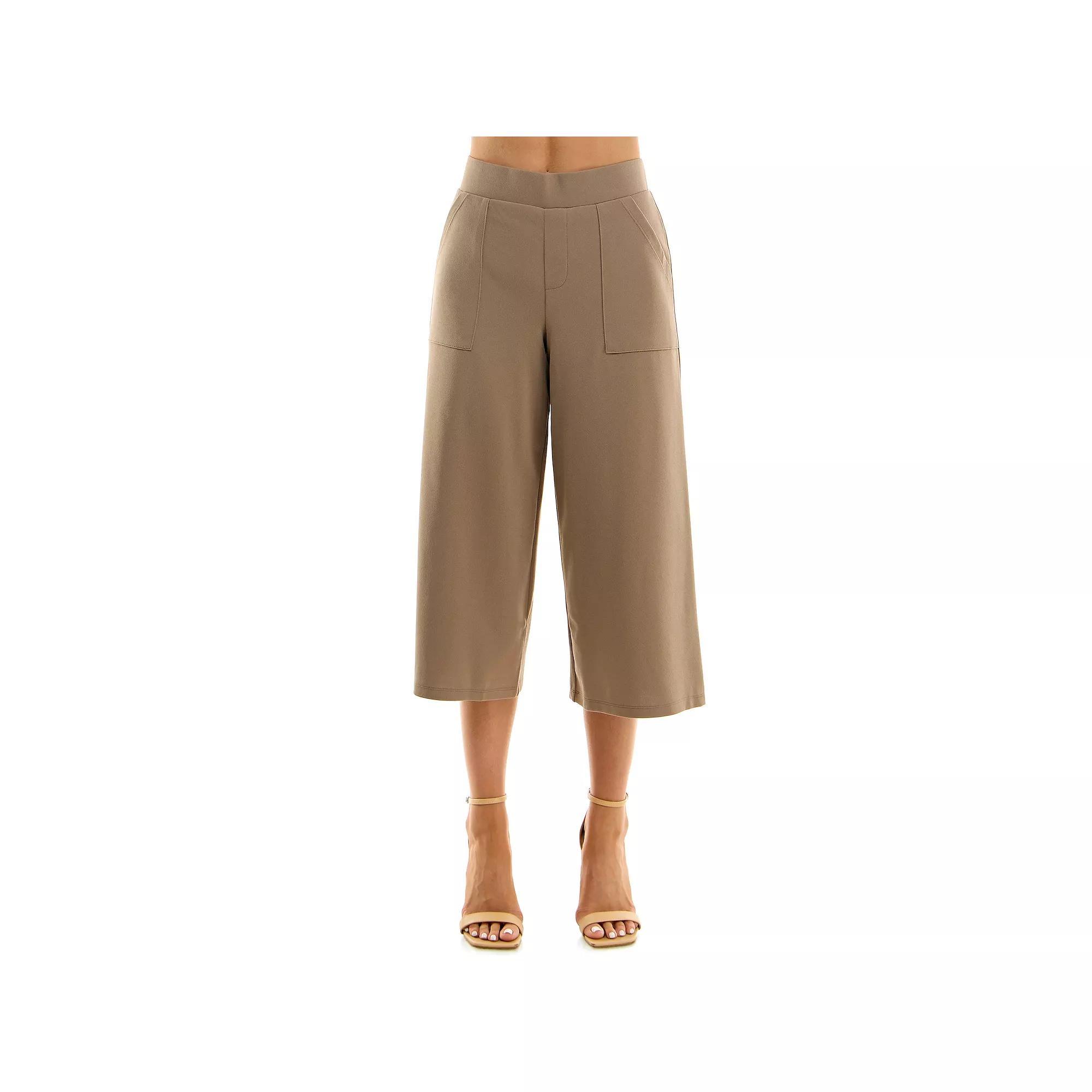 Women's Nina Leonard Elastic Waist Culotte Pants, Size: Small, Mink Product Image