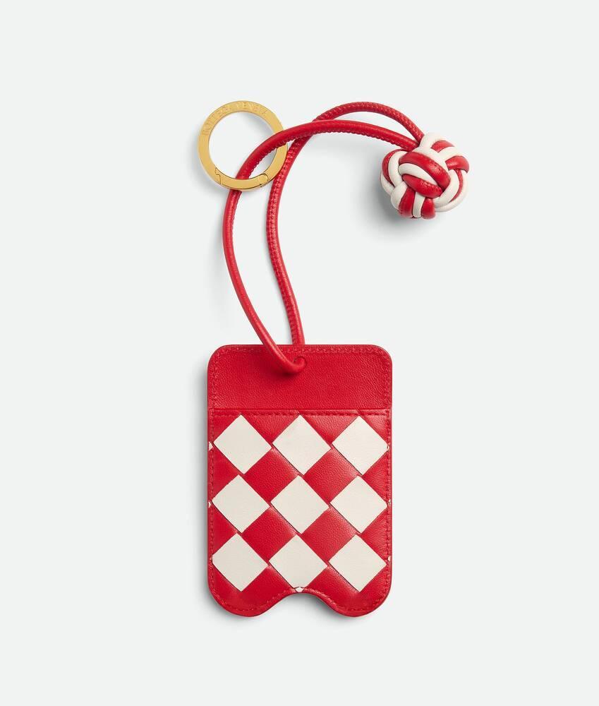 Intrecciato Design Cardcase  in Deep red/chalk Product Image