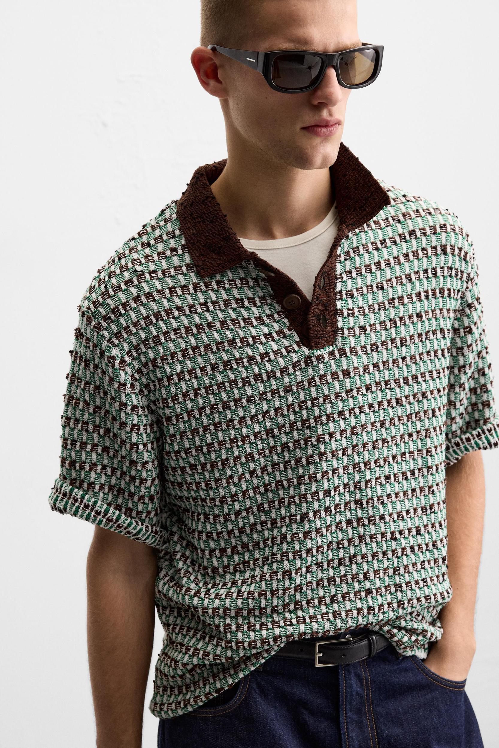JACQUARD KNIT POLO Product Image