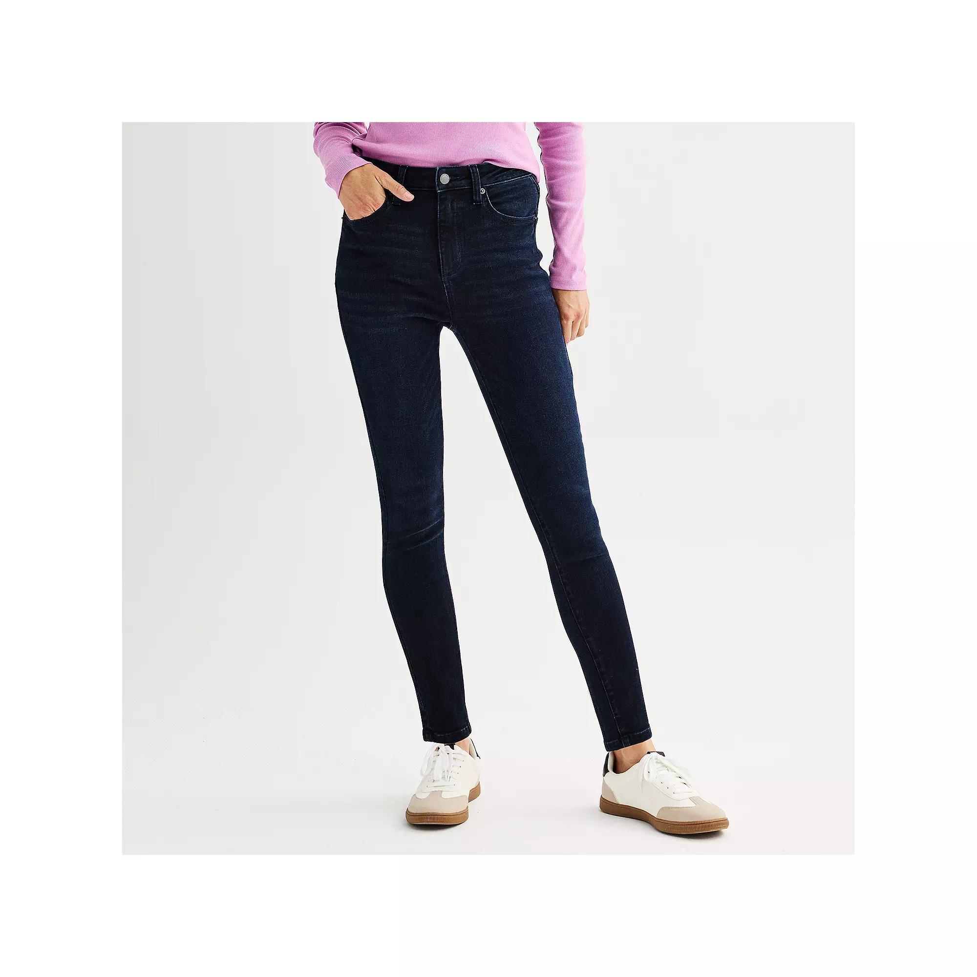 Petite Sonoma Goods For Life® High Rise Skinny Jeans, Women's, Size: 2 Petite, Dark Rinse Blue Product Image