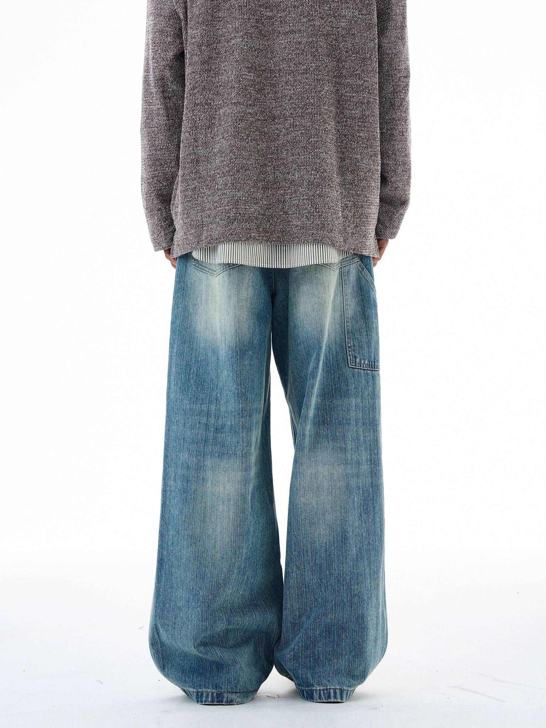 RT No. 19561 BLUE DENIM BAGGY STRAIGHT JEANS Product Image