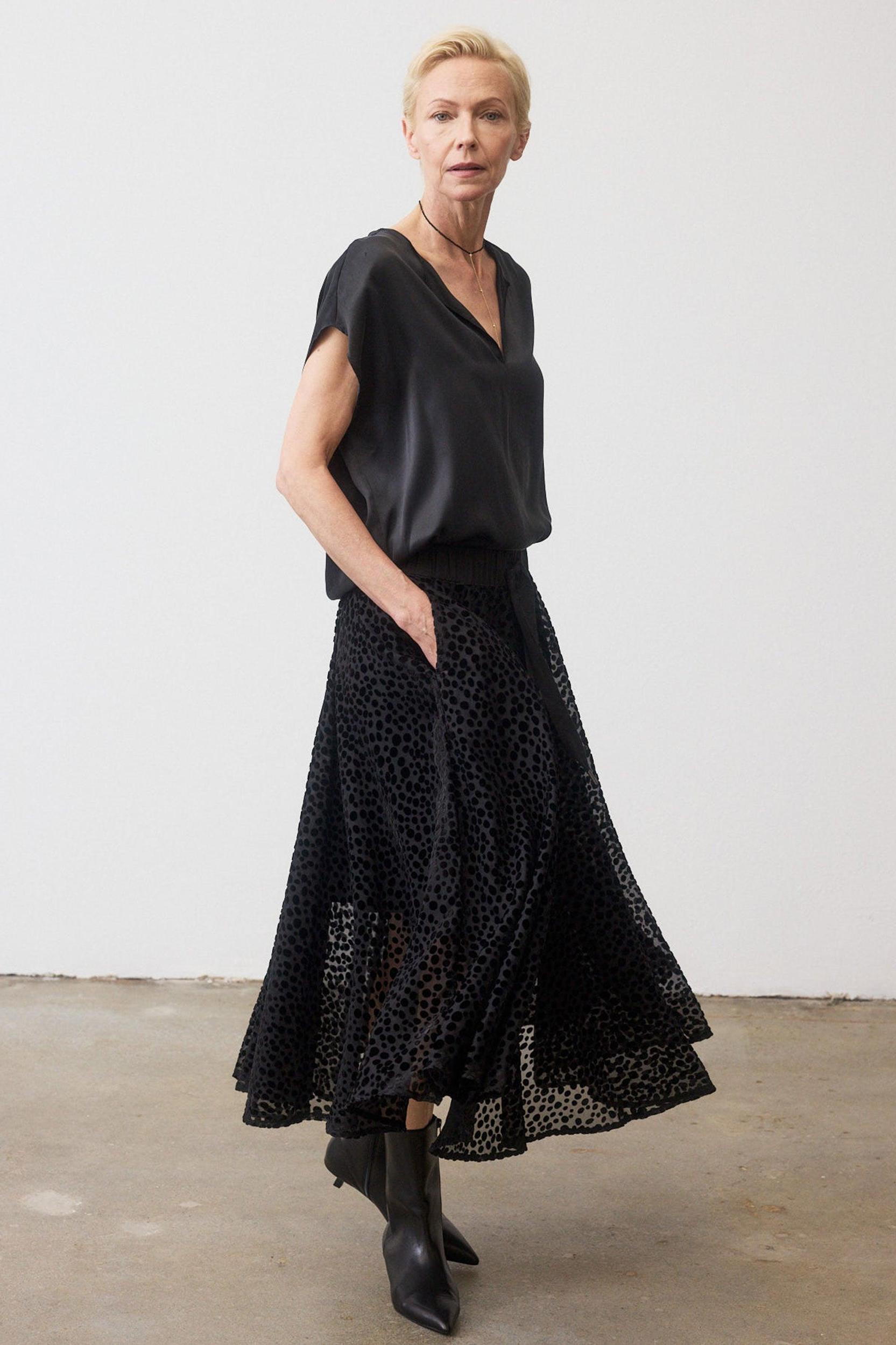 Pull-On Velvet Burnout Maxi Skirt Product Image