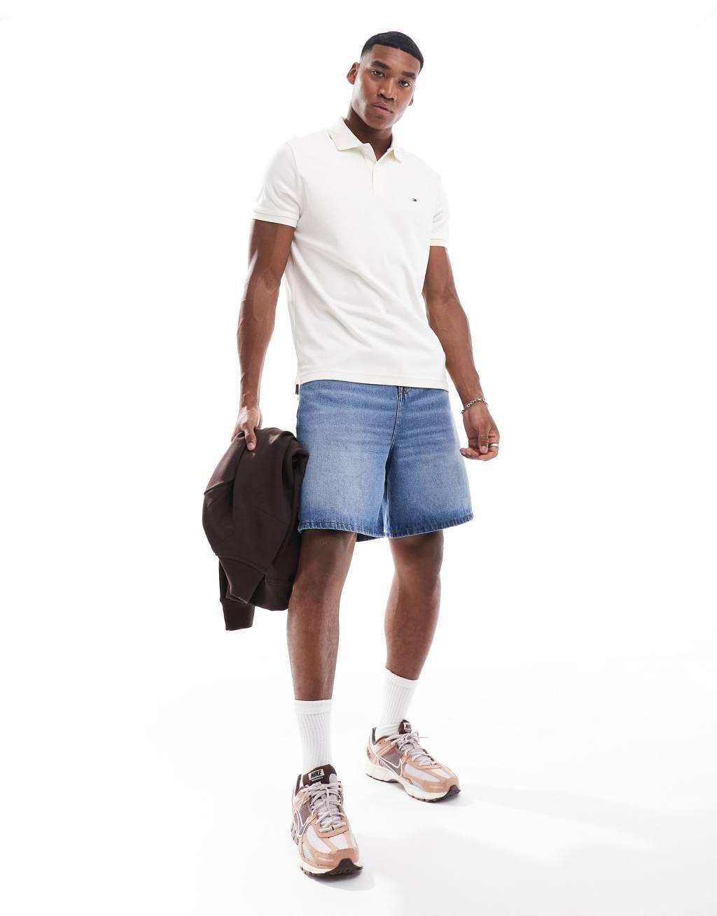 Tommy Hilfiger cotton essential polo shirt in ivory Product Image