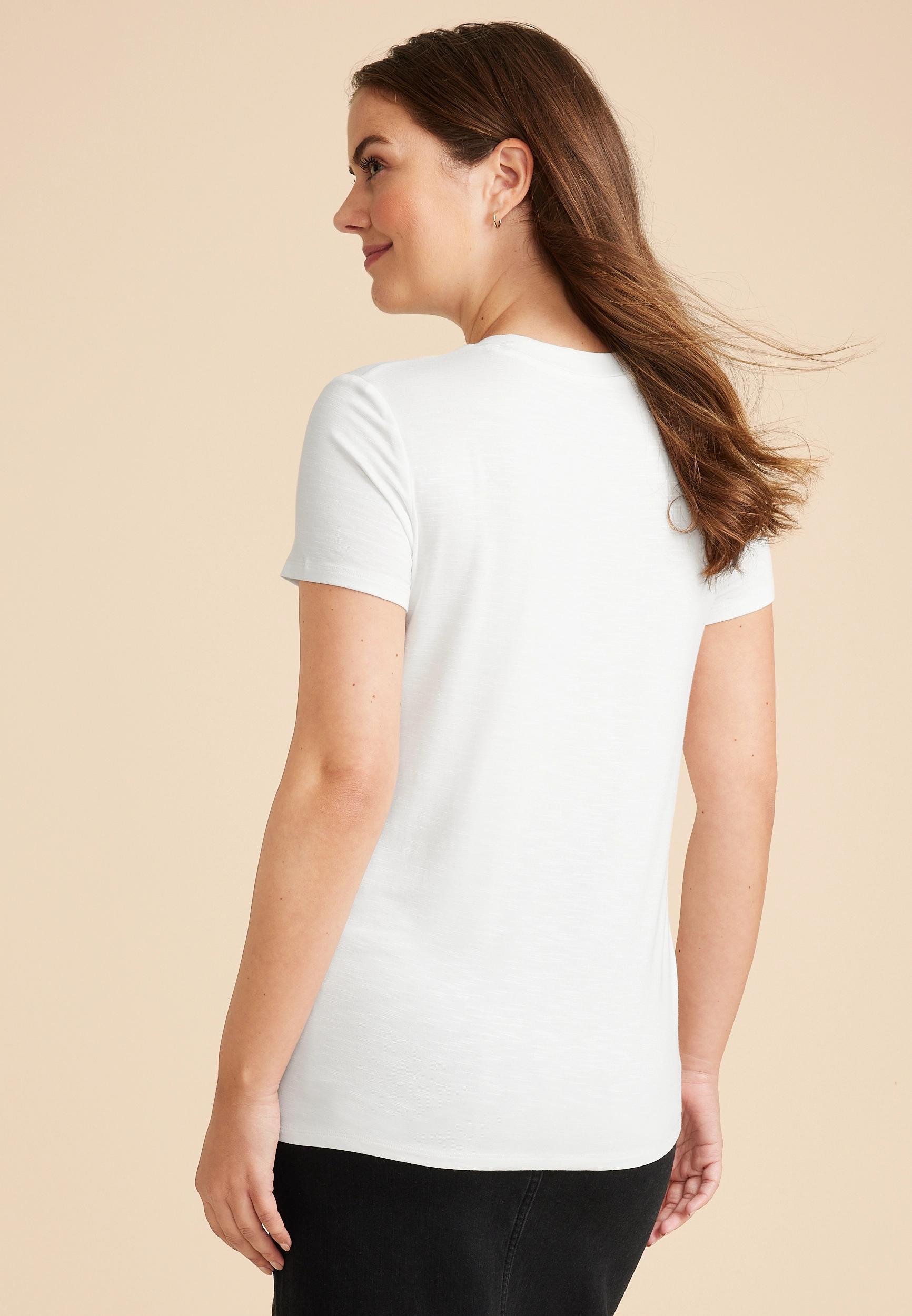 Maurices Womens X Large Size 24/7 Kennedy Crew Neck Tee White Product Image