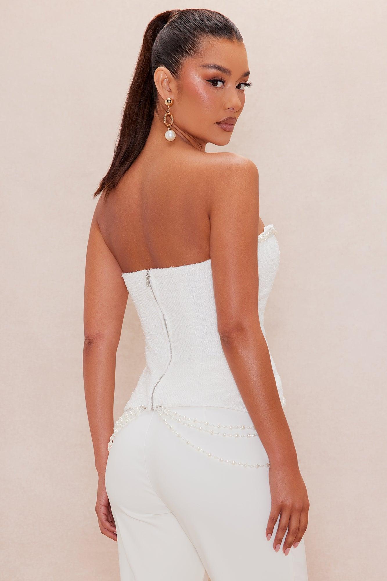 Lana Pearl Corset Top - Cream Product Image