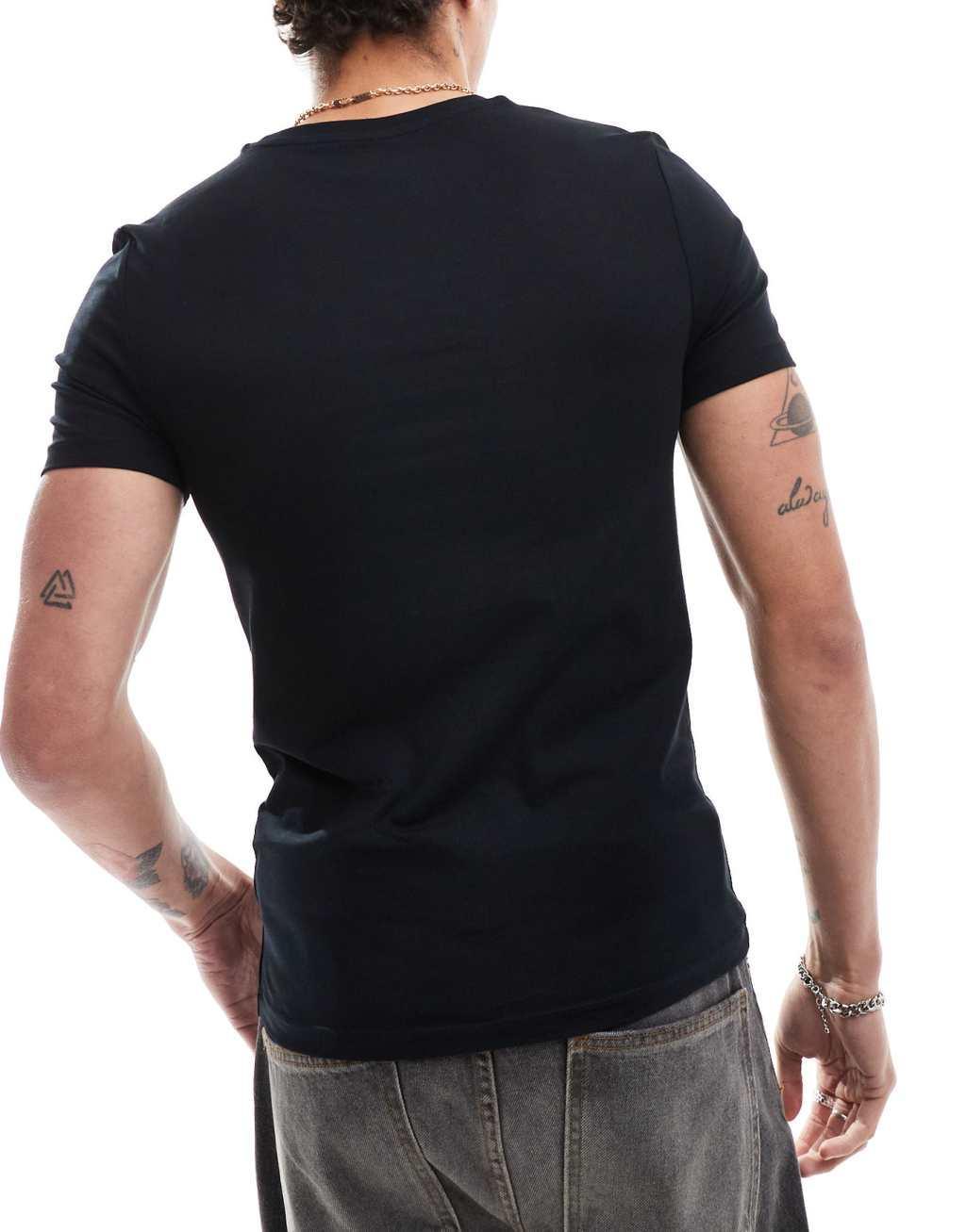 ASOS DESIGN essential 2 pack muscle fit t-shirts in black and white Product Image