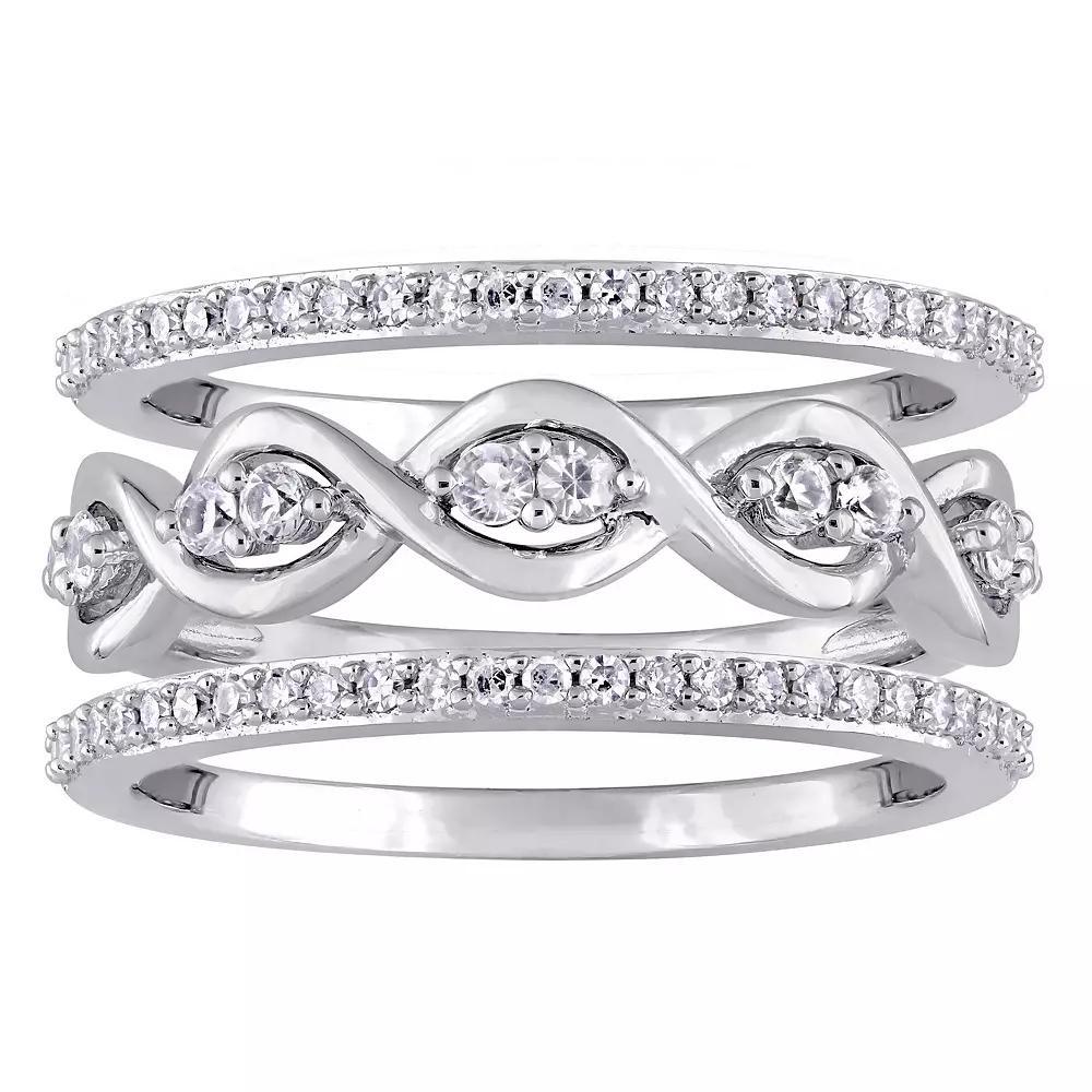 Stella Grace 14k White Gold White Sapphire & 1/4 Carat T.W. Diamond Ring Set, Women's Product Image
