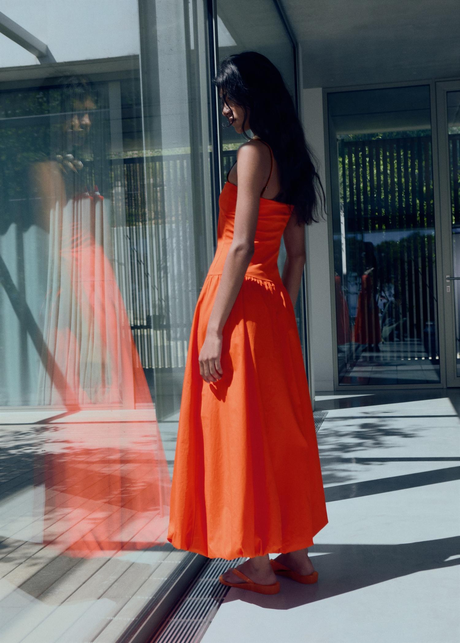 Combined knitted balloon dress - Women | MANGO USA Product Image