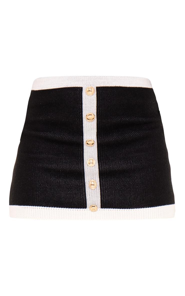 Monochrome Contrast Hem Button Up Mini Skirt Product Image