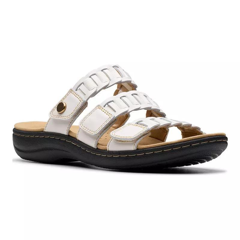Clarks® Laurieann Hope Women's Leather Slide Sandals, Size: 6 Wide, White Leather Product Image