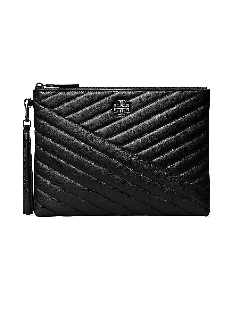 Tory Burch Kira Chevron Pave Logo Pouch Tote Handbags Product Image
