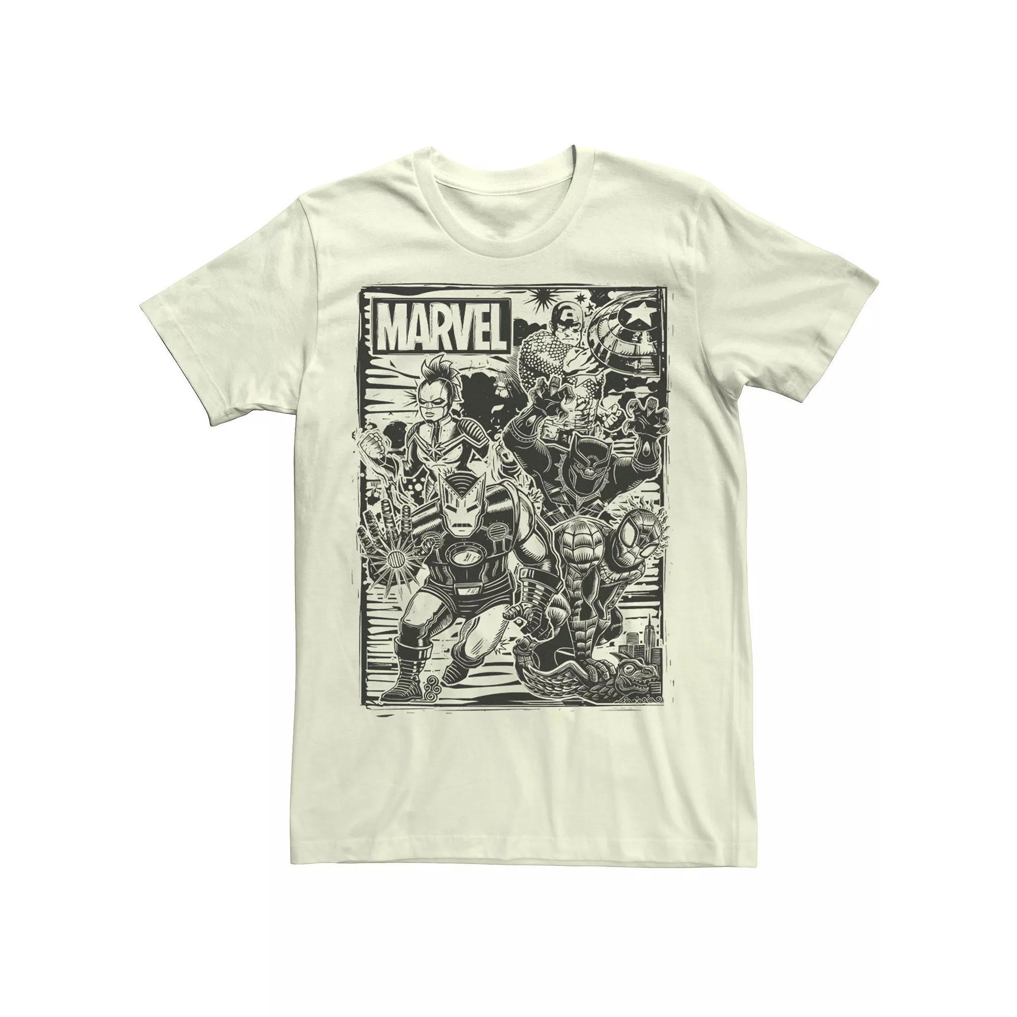 Men's Marvel Classic Group Inked Poster Tee, Size: Medium, Natural Product Image