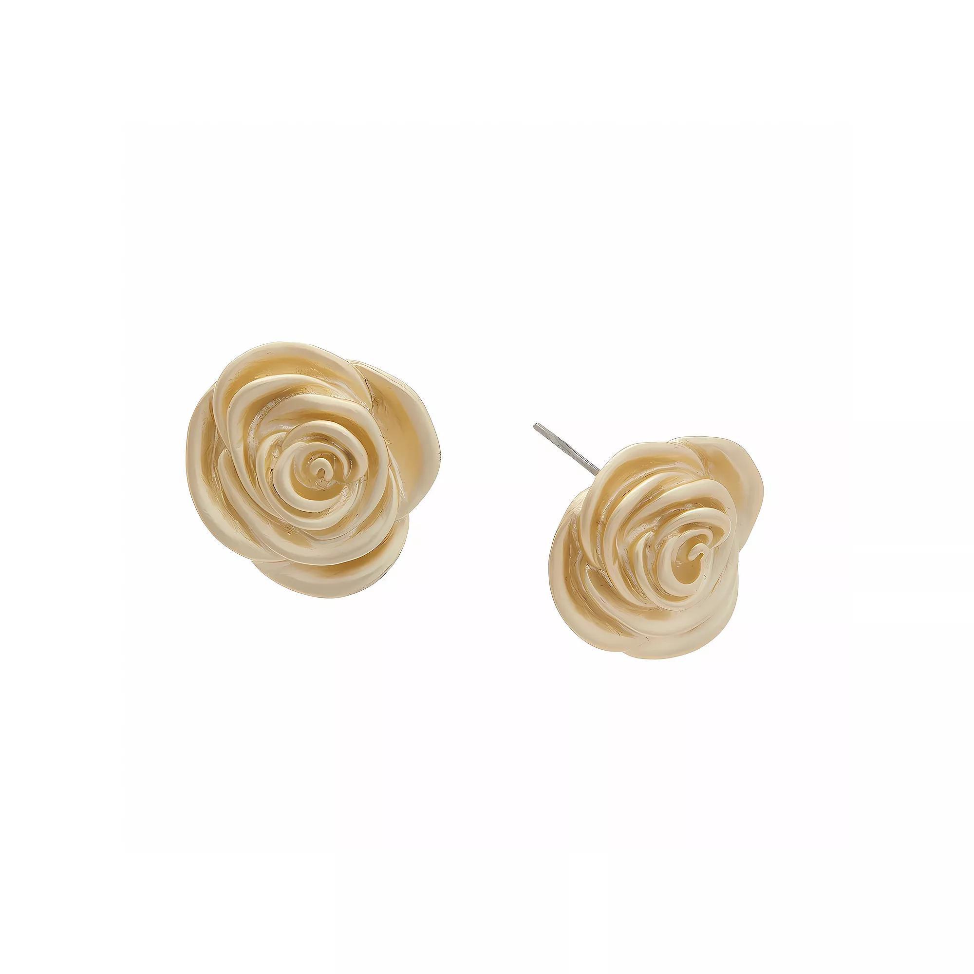 Juvell 18k Gold Plated Rose Stud Earrings, Women's, Gold Tone Product Image