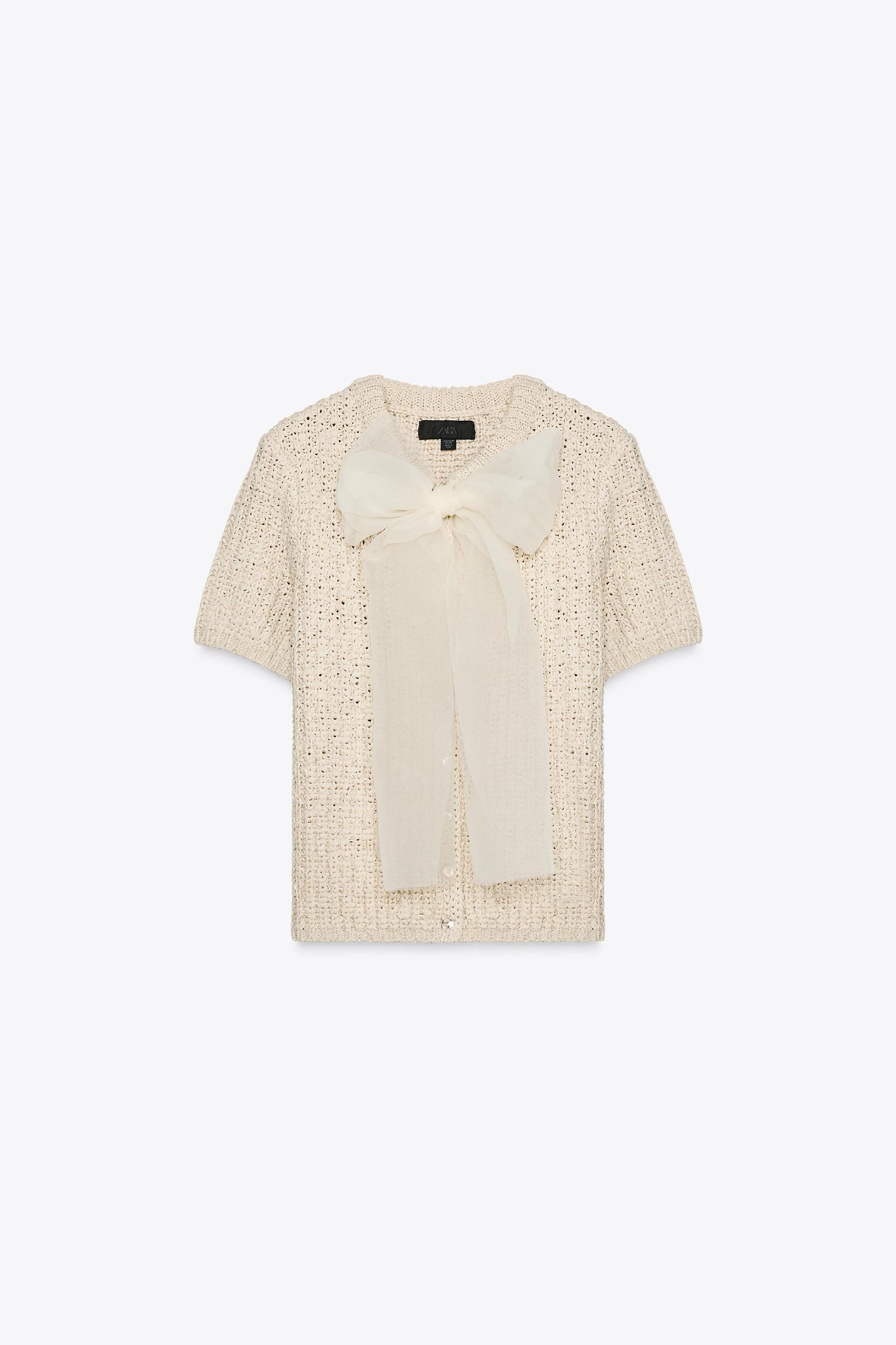 ORGANZA BOW KNIT TOP Product Image