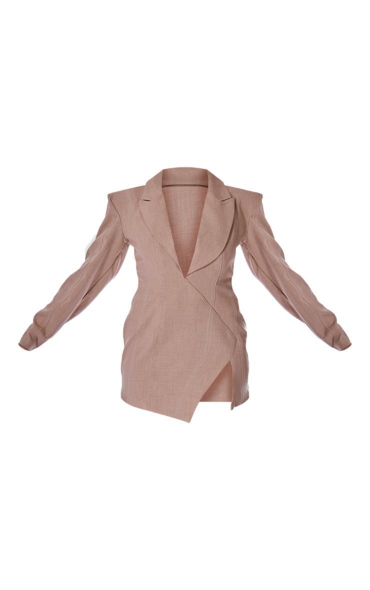 PLT Label Taupe Asymmetric Oversized Blazer Dress Product Image