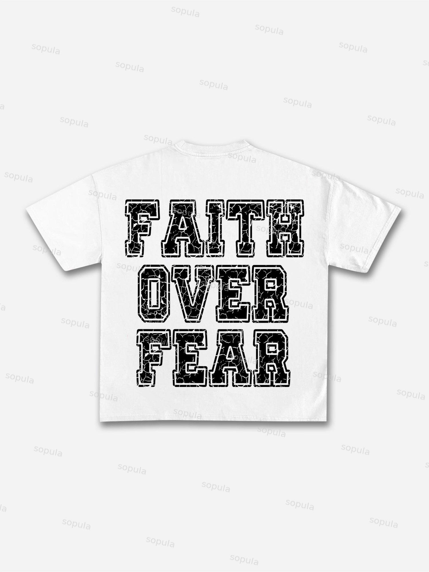 Faith Over Fear Print Cotton T-shirt Product Image