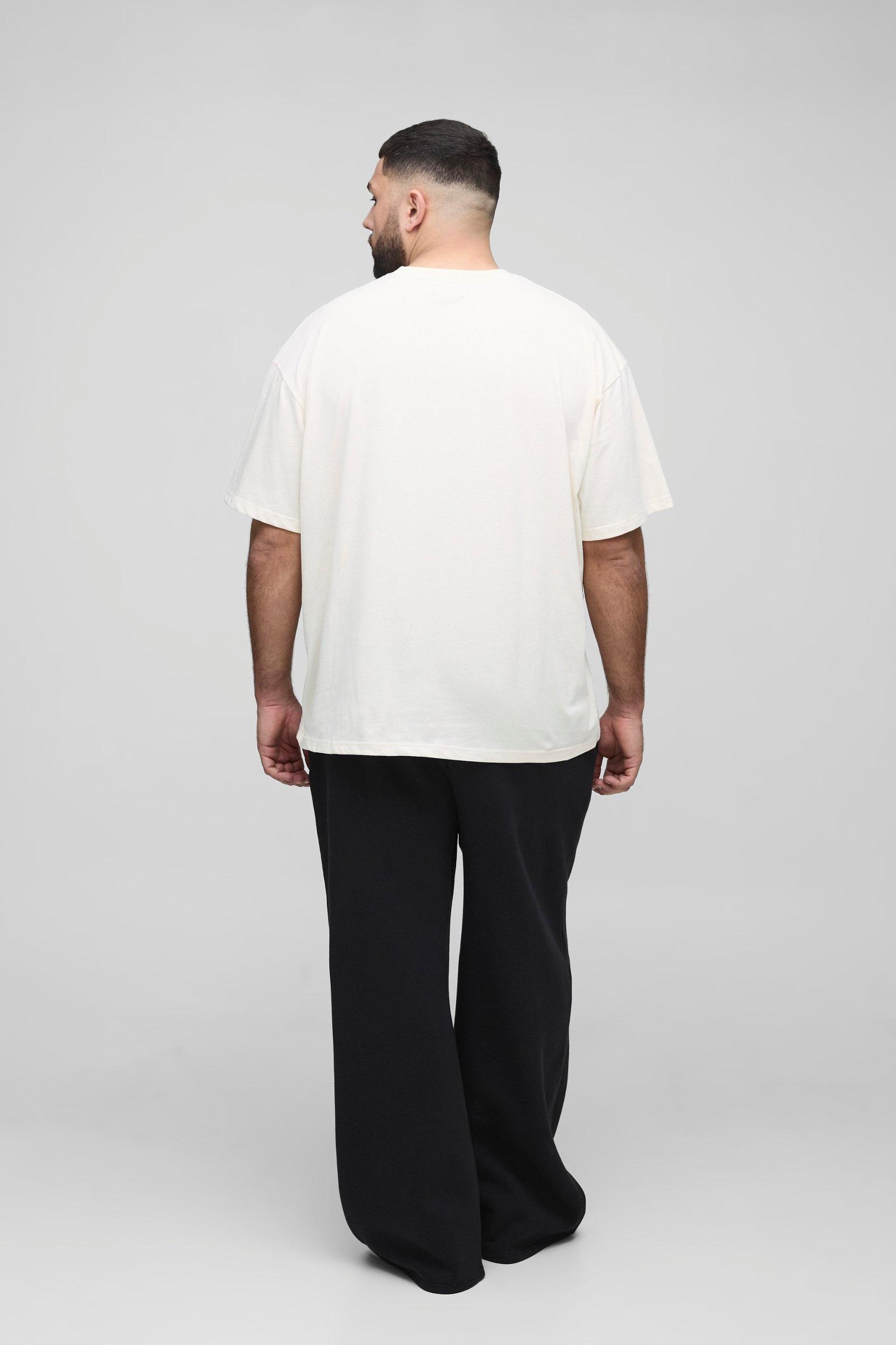 Plus Official Varsity Print T-shirt and Wide Leg Sweatpants Set | boohooMAN USA Product Image