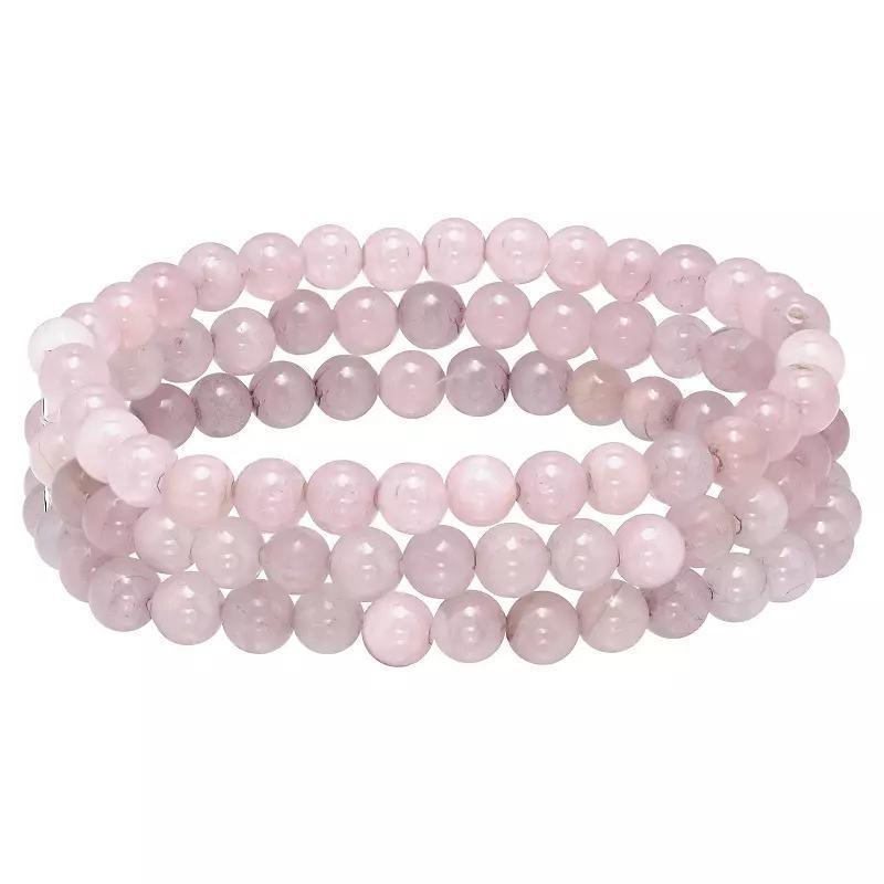 Aleure Precioso Beaded 3-Row Stretch Bracelet, Women's, Size: 7.5", Pink Quartz Product Image