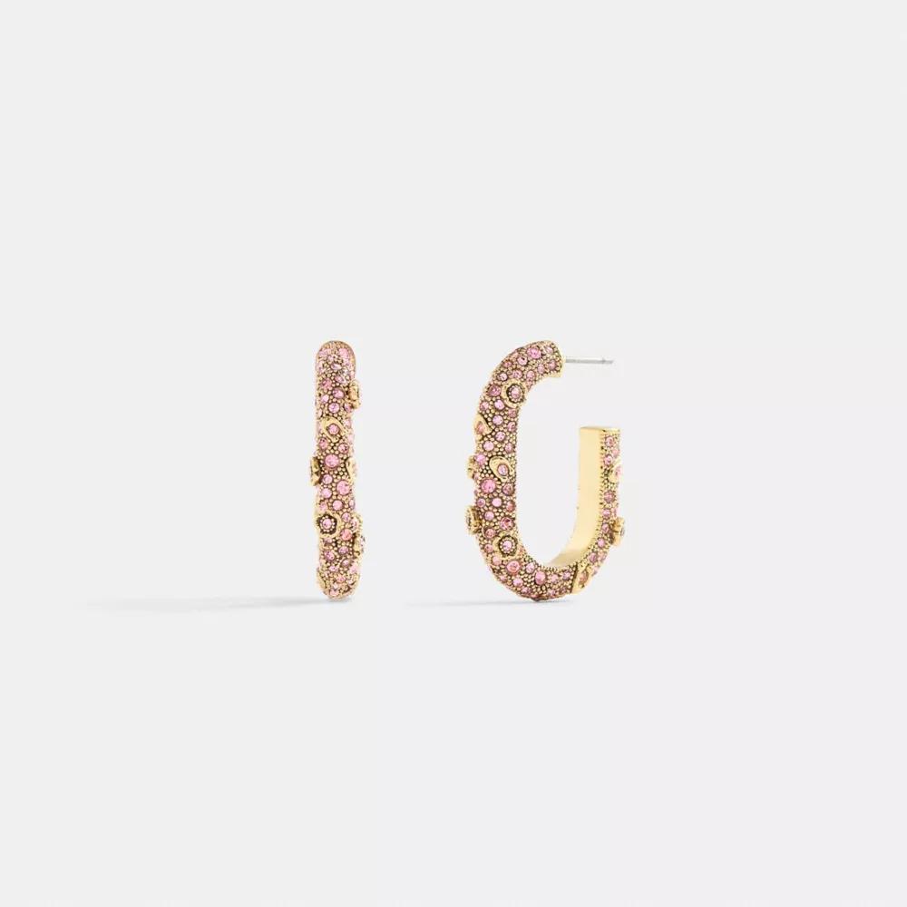 Pavé Floral Oval Hoop Earrings Product Image