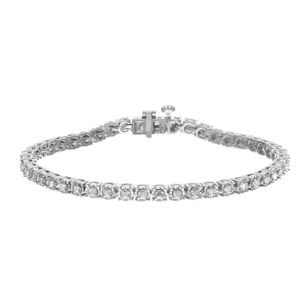Diamond Brilliance Sterling Silver 1 Carat T.W. Diamond Tennis Bracelet, Women's, Size: 7" Product Image
