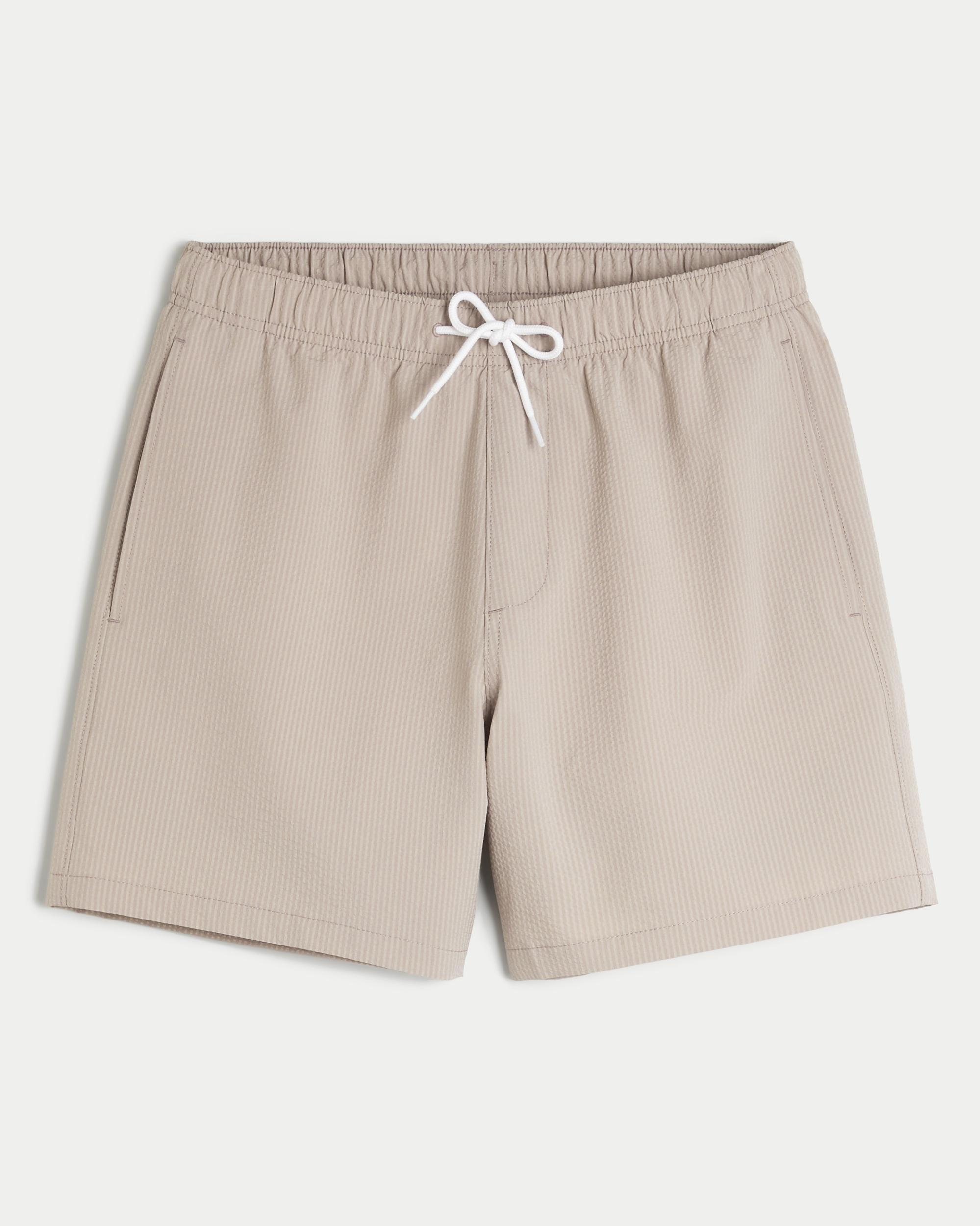 Mid-Thigh Seersucker Volley Swim Trunks Product Image