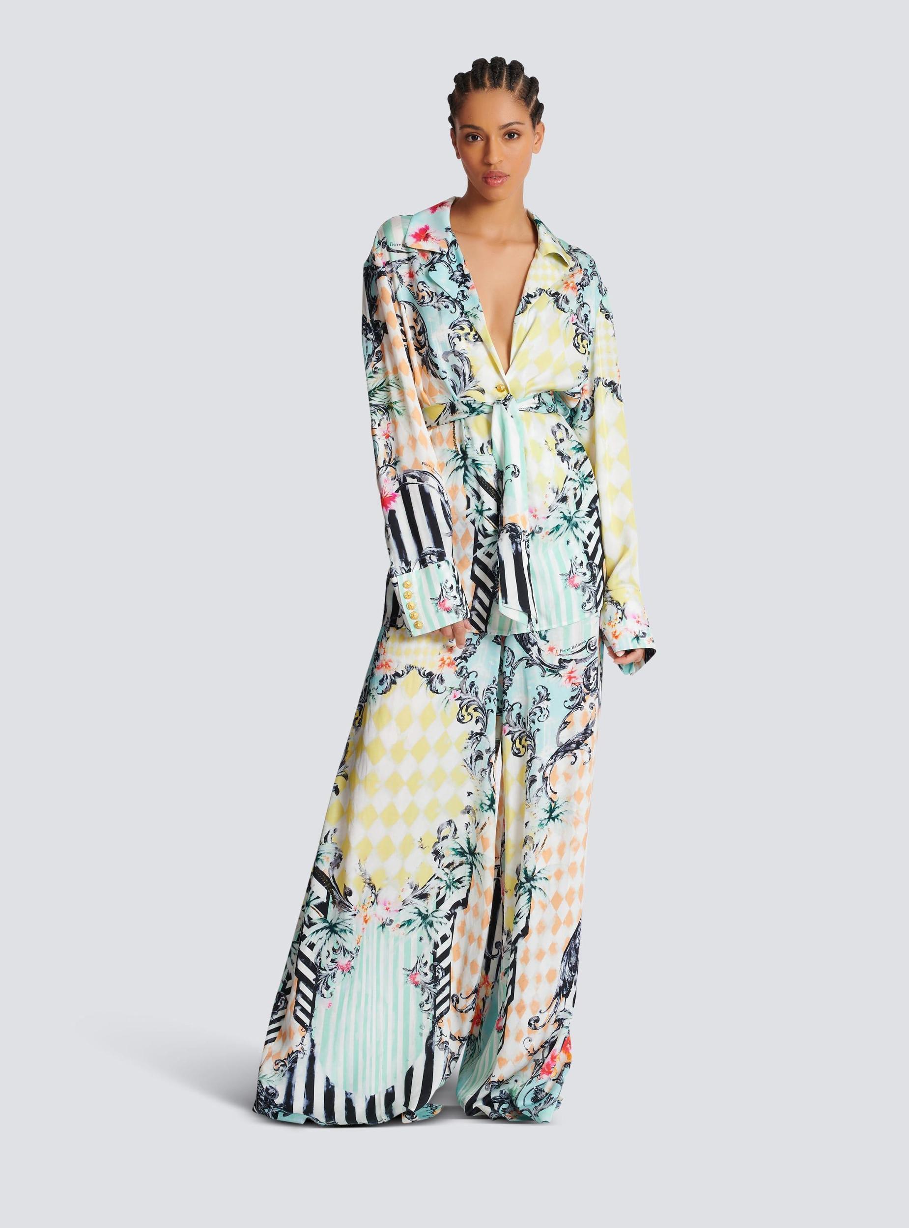 Loose belted shirt with Baroque print Product Image