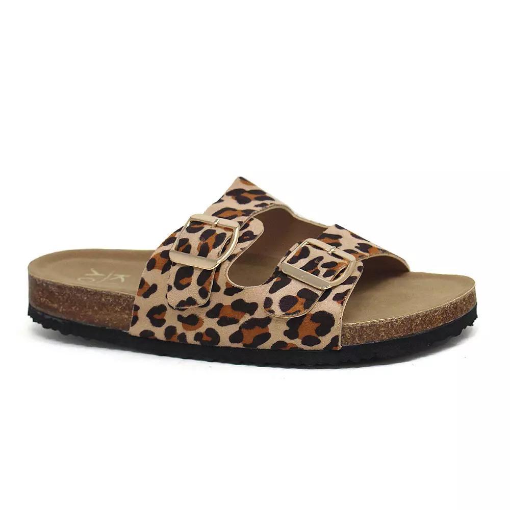 Yoki Gian 91 Women's Double Buckle Slide Sandals, Size: 7.5, Leopard Product Image